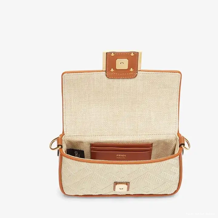 Affordable Baguette In Mini Bag Motif Straw Beige Fendi FF 0706